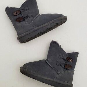 Bearpaw Rosaline Toddler Girls' Gray Suede Leather Warm Winter Boots Size 8